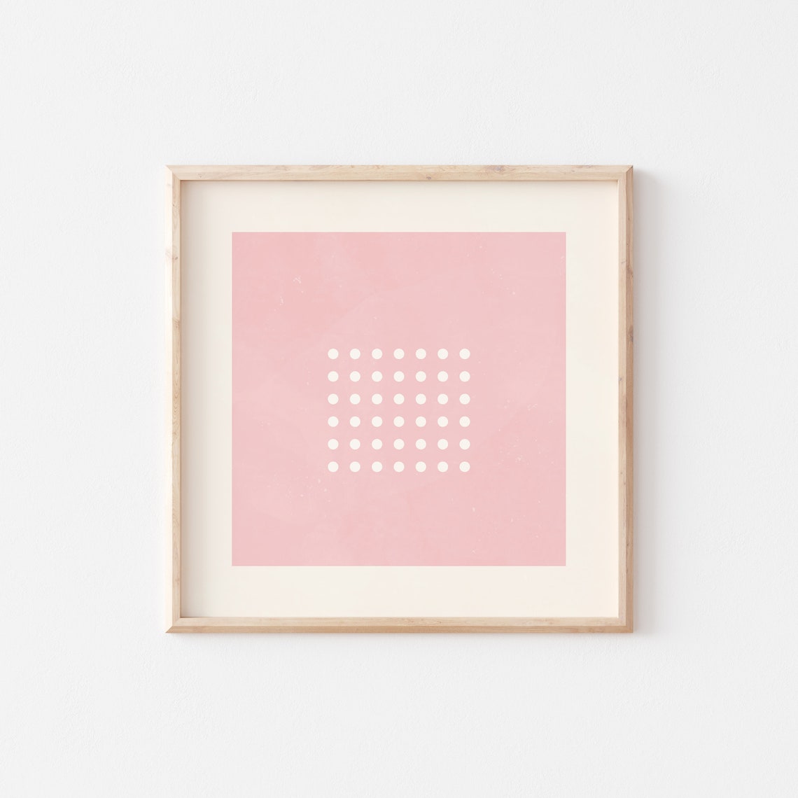 Minimalist Pink Dot Grid Abstract Modern Simple Beige Wall Art