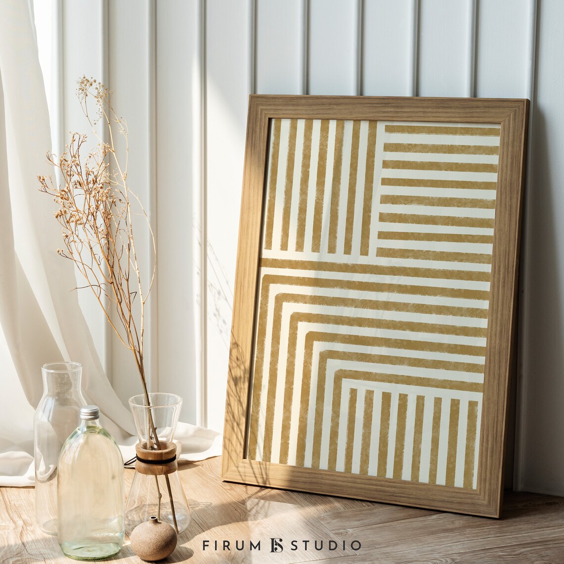 Mustard Yellow Geometric Art Print, Mid Century Modern - Image 2