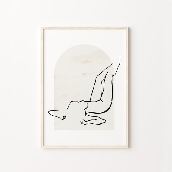 Minimalist Woman Body Line Art, Neutral Art Print