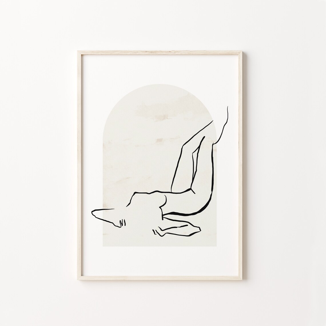 Minimalist Woman Body Line Art, Neutral Art Print