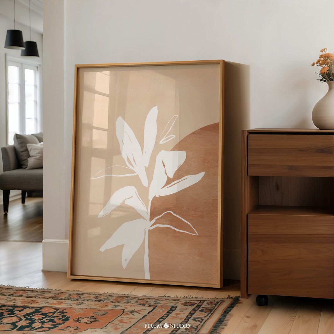 Burnt Orange Minimal Botanical Poster, Earth Tones