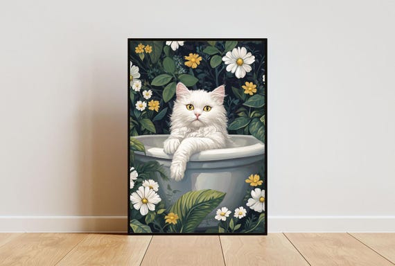 Selkirk Rex In Bathtub Poster Funny Cat Poster Selkirk Rex Bathroom Print Selkirk Rex Bath Poster Pet Poster Cat Bathroom Wall Art