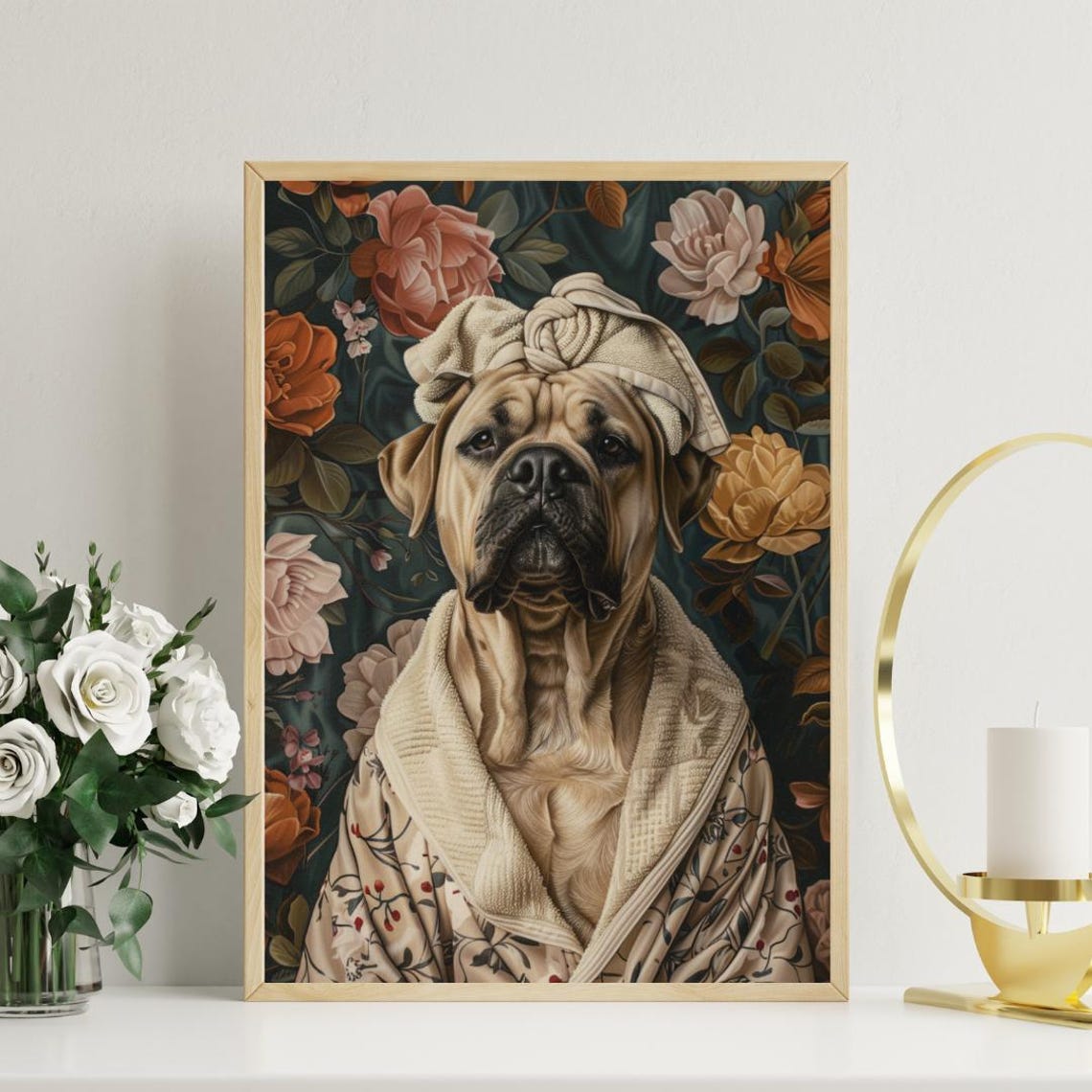 Mastiff In Bathrobe Poster Dog Poster English Mastiff Bathroom Print Dog Wall Art Mastiff Portrait Pet Poster Dog Bathroom Poster Dog - Image 3
