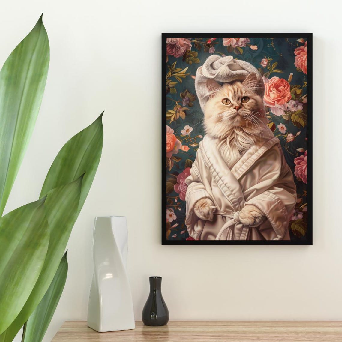 Norwegian Forest Cat In Bathrobe Spa Day Funny Fluffy Cat Poster - Image 2