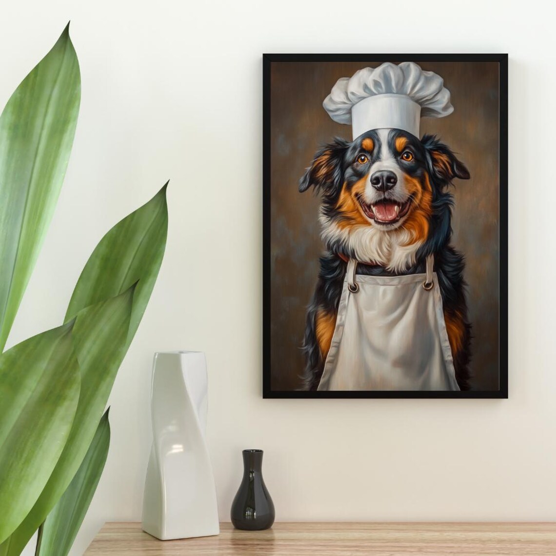 Australian Shepherd in Chef's Hat, Dog Kitchen Poster - Image 2