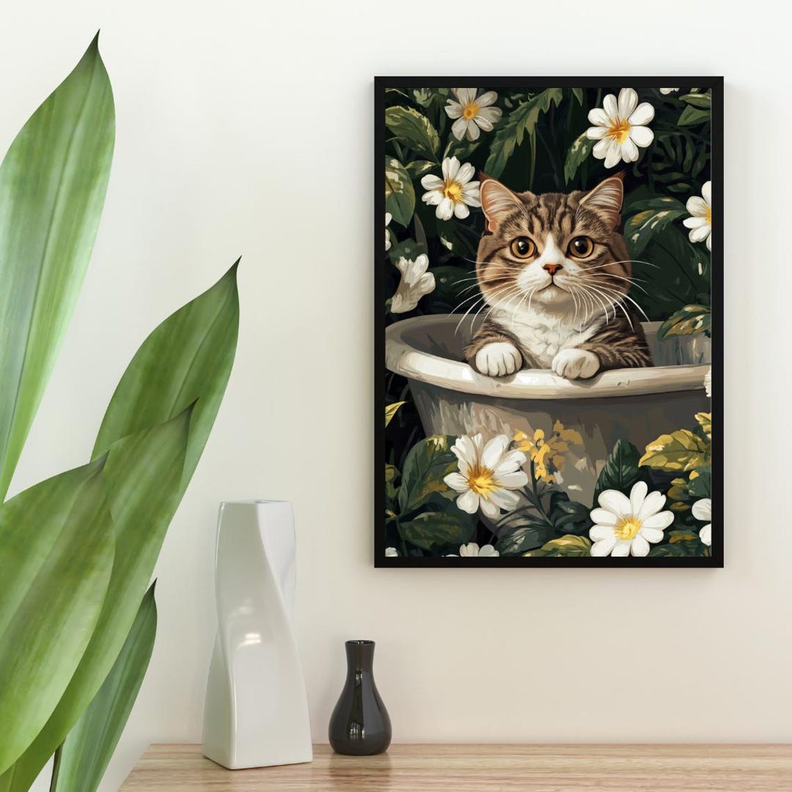 Scottish Fold In Bathtub Poster Funny Cat Poster Scottish Fold Bathroom Print Scottish Fold Bath Poster Pet Poster Cat Bathroom Wall Art - Image 2