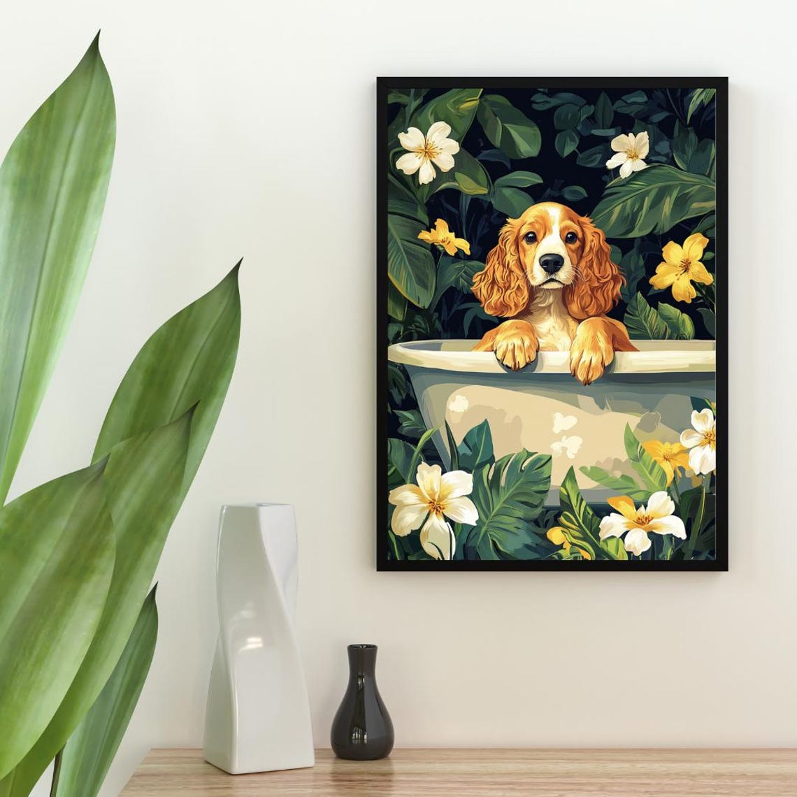 Cocker Spaniel In Bathtub Poster Funny Dog Poster Cocker Spaniel Bathroom Print Cocker Spaniel Bath Poster Pet Poster Dog Bathroom Art - Image 2