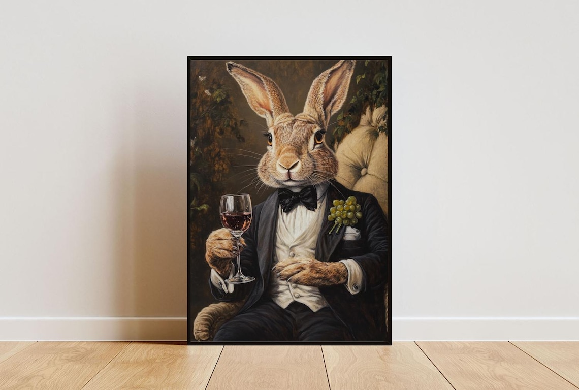 Hare In Tuxedo Poster, Funny Rabbit Portrait