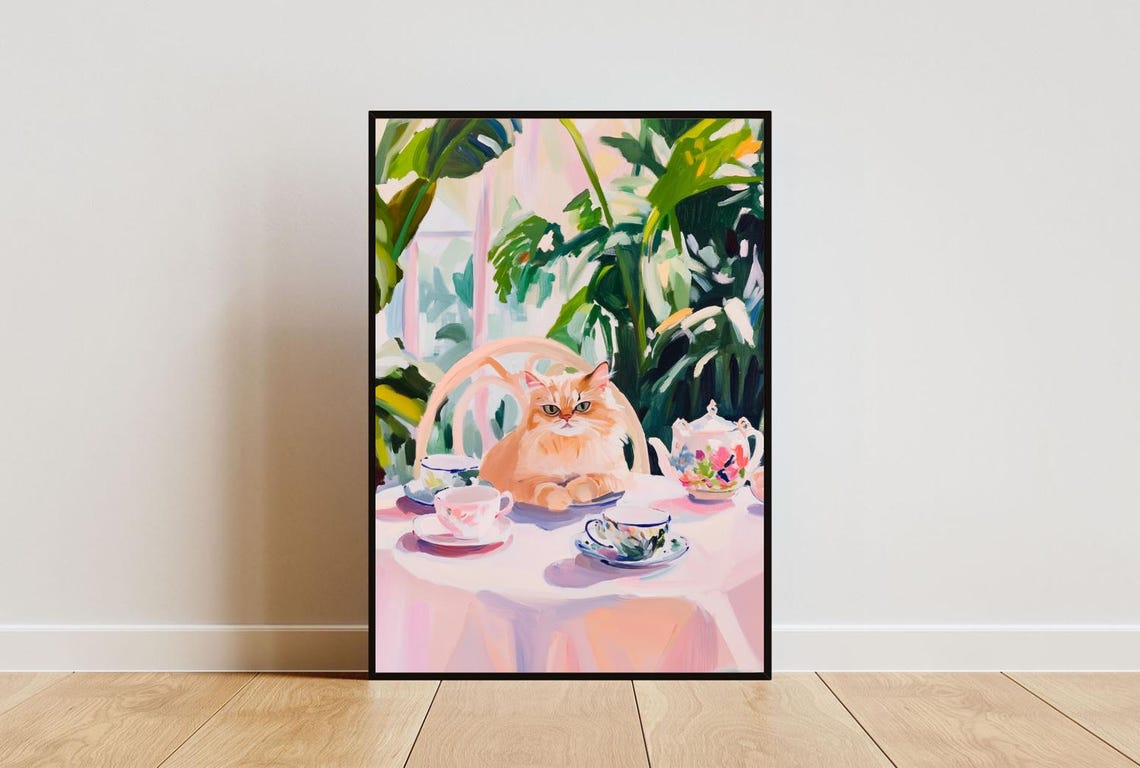 Retro Exotic Shorthair Poster Exotic Shorthair Oil Painting Vintage Exotic Shorthair Poster Cat Dining Room Wall Art Retro Cat Poster