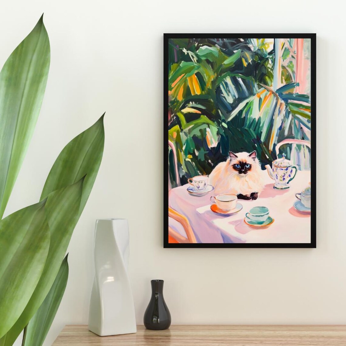 Retro Ragdoll Poster, Vintage Cat Dining Room Art - Image 2