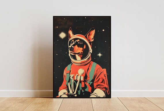 Doberman Pinscher Astronaut Retro Space Dog Pop Art Poster Gift