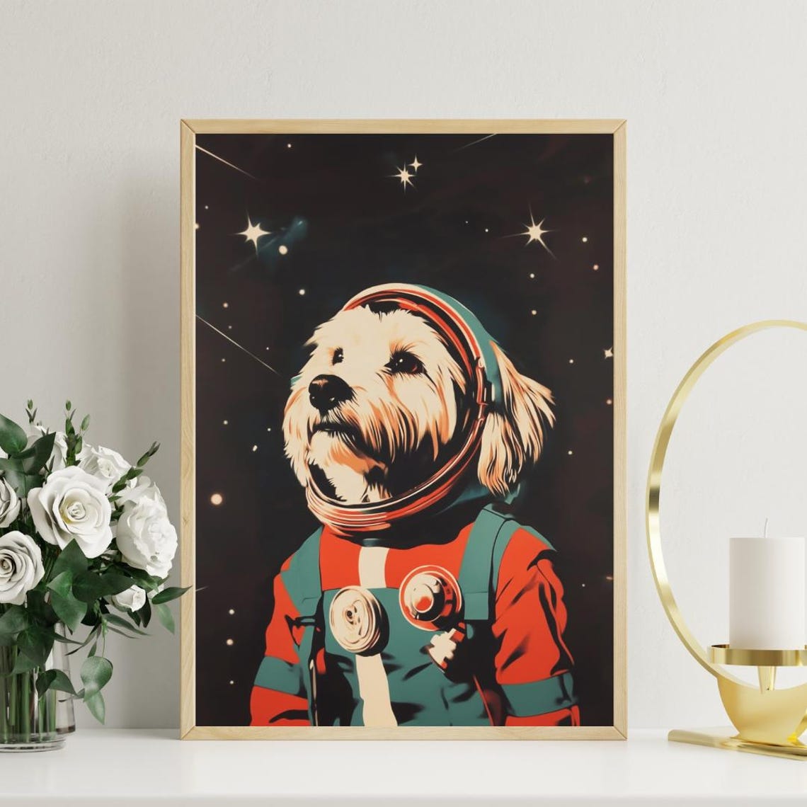 Havanese Astronaut Retro Space Dog Pop Art Portrait Poster Gift - Image 3