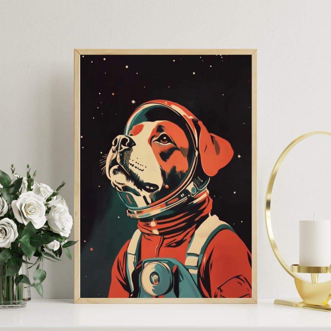 Boxer Dog Astronaut Retro Space Pop Art Poster for Dog Lovers - Image 3