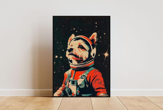 Biewer Terrier Astronaut Poster Biewer Terrier Retro Print Biewer Terrier Portrait Funny Dog Poster Andy Warhol Art Vintage Dog Poster