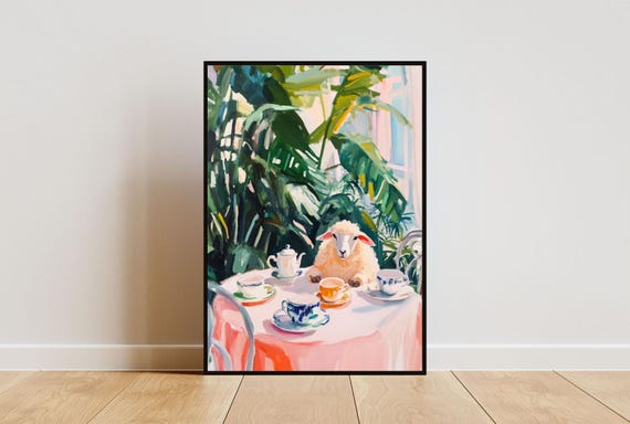 Retro Sheep Poster Sheep Oil Painting Vintage Sheep Poster Animal Dining Room Wall Art Retro Animal Poster Funny Sheep Wall Art Sheep