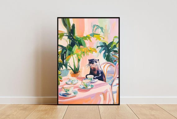 Retro Otter Poster, Vintage Animal Art Print