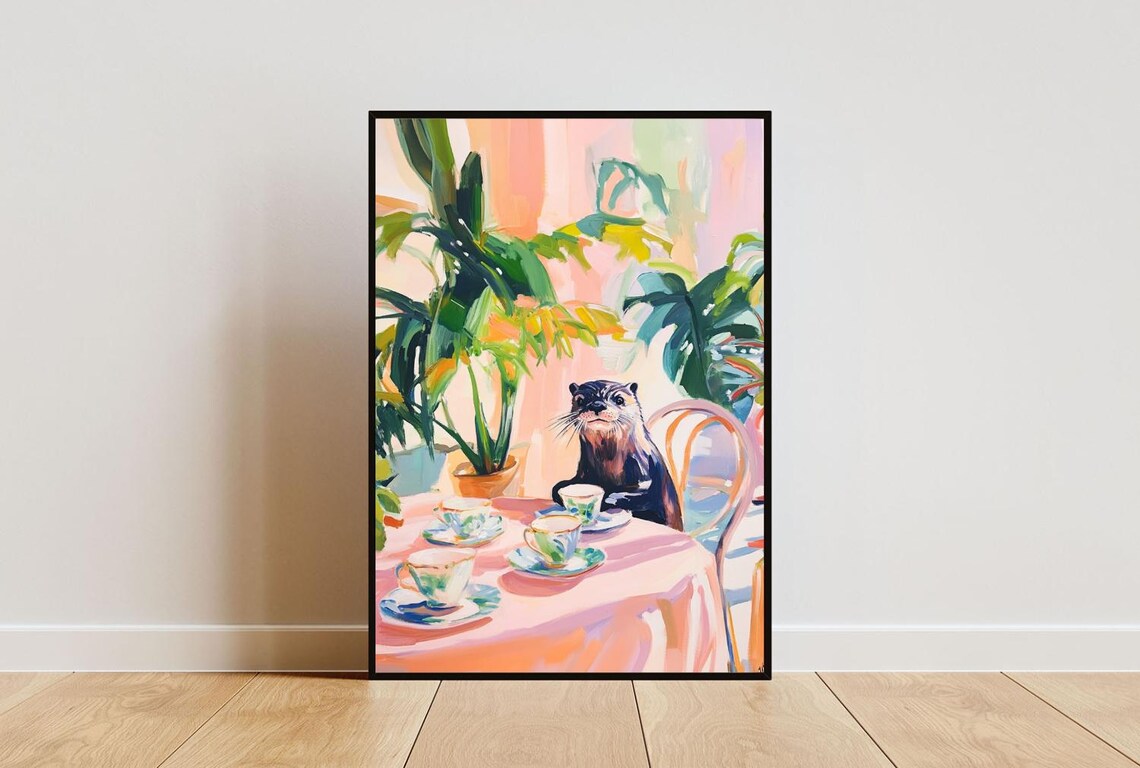 Retro Otter Poster, Vintage Animal Art Print