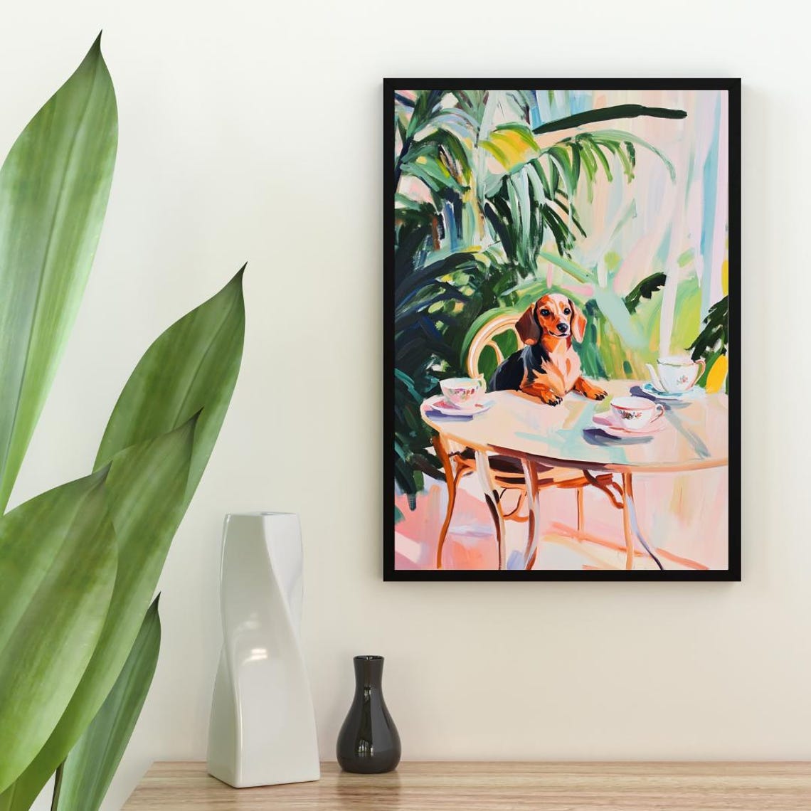 Retro Dachshund Poster Dachshund Oil Painting Vintage Dachshund Poster Dog Dining Room Wall Art Retro Dog Poster Wall Art Pet Poster - Image 2