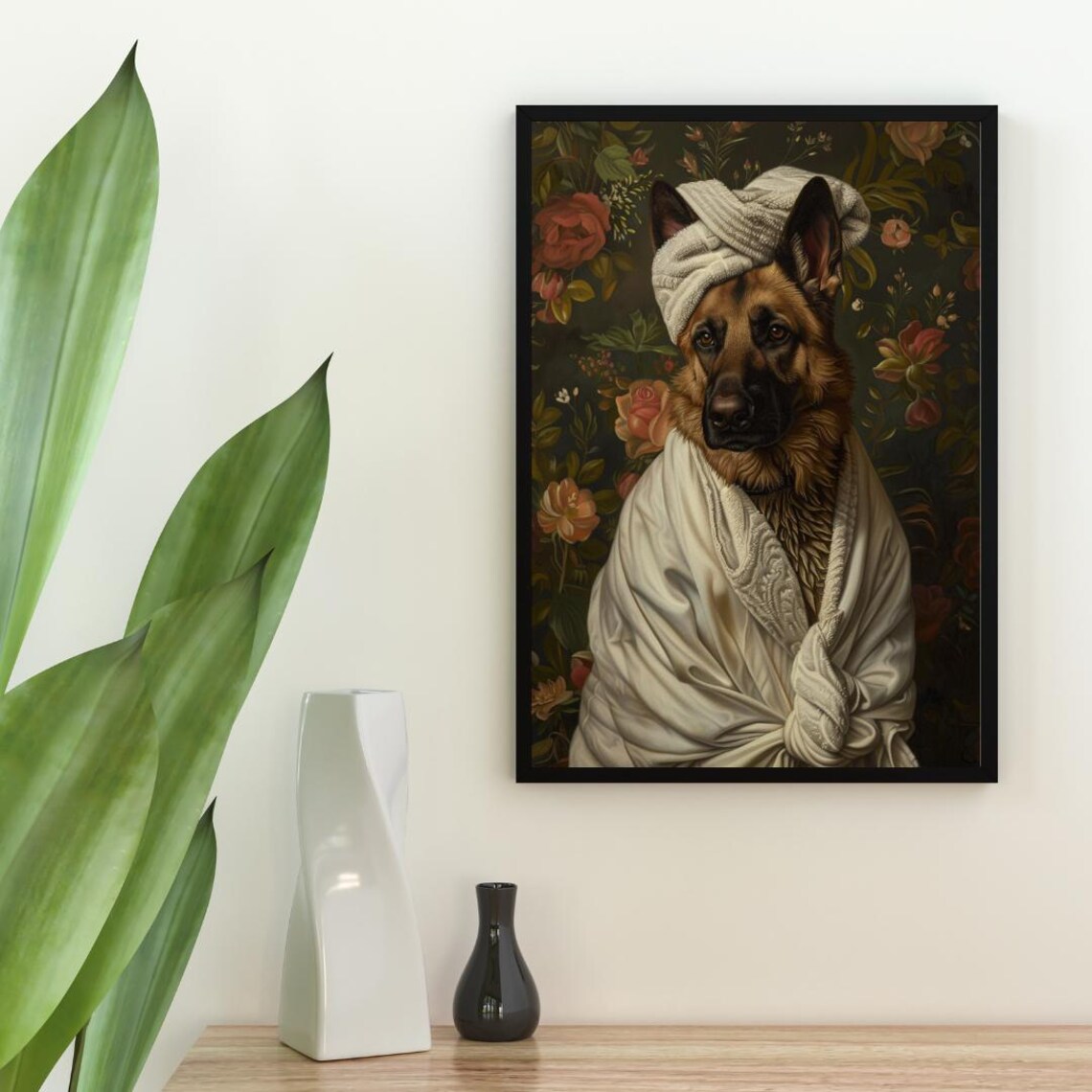 German Shepherd In Bathrobe Poster Print - Image 2