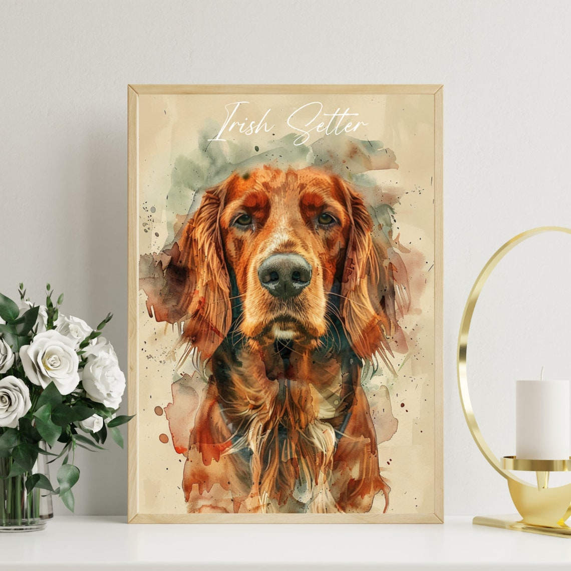 Irish Setter Watercolor Dog Portrait Poster for Dog Lovers Gift - Image 3