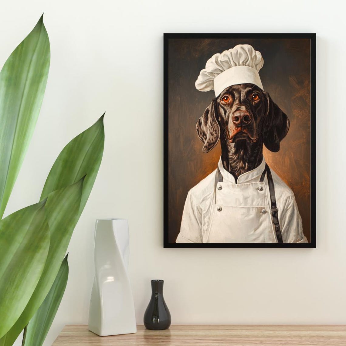 German Shorthaired Pointer Chef Dog Portrait Kitchen Art Poster - Image 2