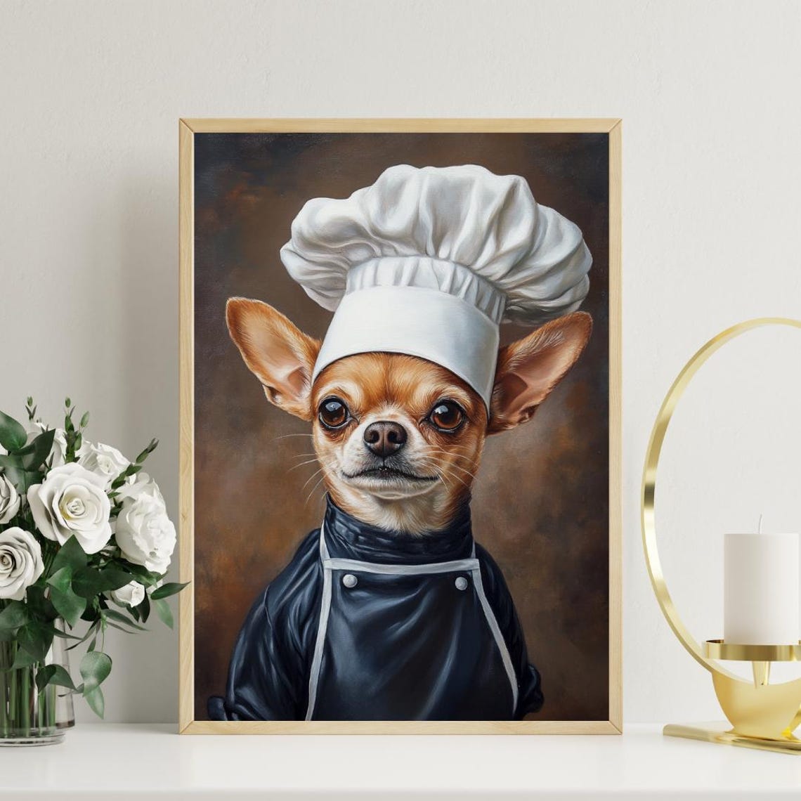 Chihuahua Chef Dog Portrait Poster Funny Tiny Cook Kitchen Decor Gift - Image 3