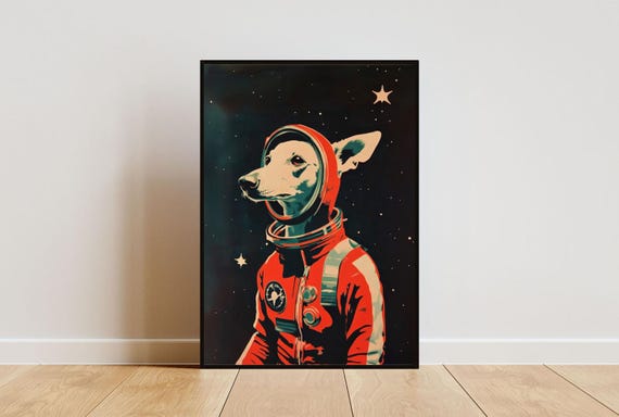 Italian Greyhound Astronaut Poster Greyhound Retro Print Greyhound Portrait Dog Retro Space Poster Funny Dog Poster Andy Warhol Poster