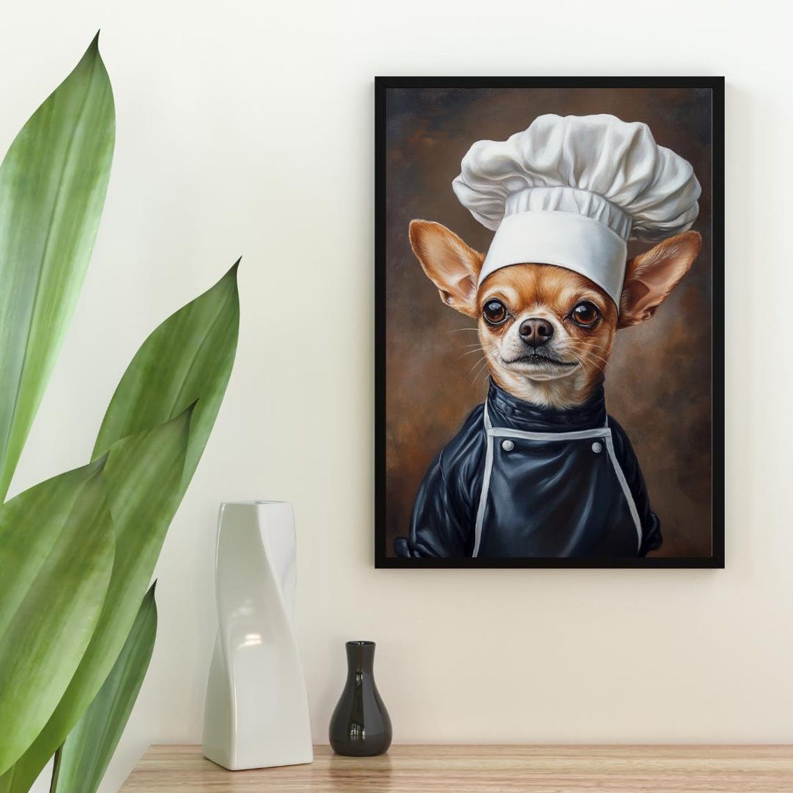Chihuahua In Chefs Hat Poster Pet Poster Chihuahua In Apron Print Funny Dog Wall Art Chihuahua Portrait Dog Kitchen Poster Animal Art - Image 2