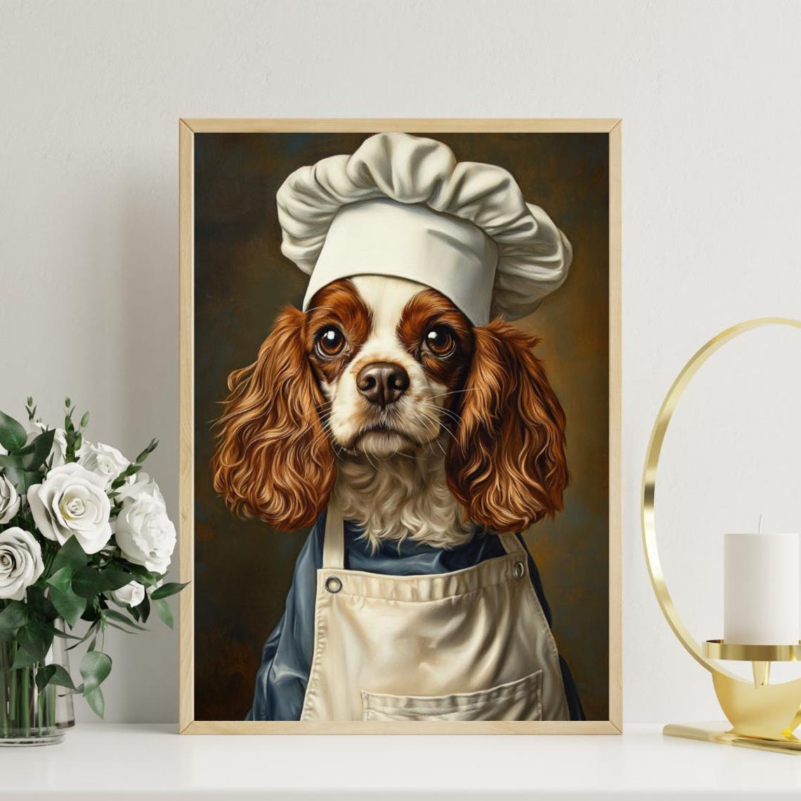 Cavalier King Charles Spaniel Chef Dog Portrait Kitchen Art Poster - Image 3