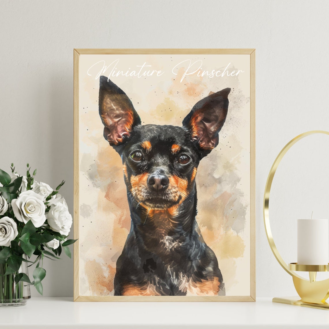 Miniature Pinscher Watercolor Dog Portrait Poster Gift Decor - Image 3