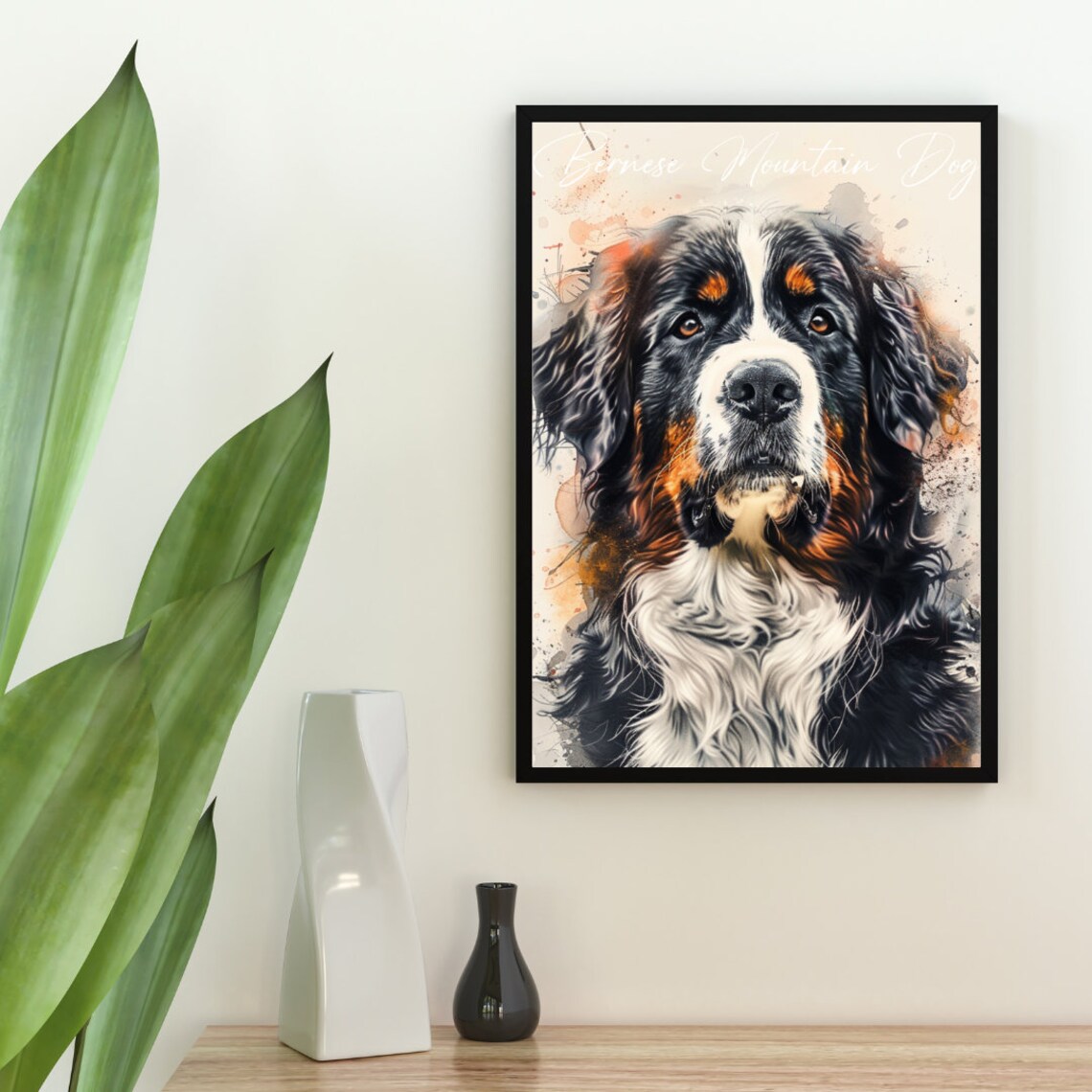 Bernese Mountain Dog Poster Dog Poster Bernese Mountain Dog Print Dog Wall Art Bernese Mountain Dog Watercolour Dog Dog Portrait - Image 2