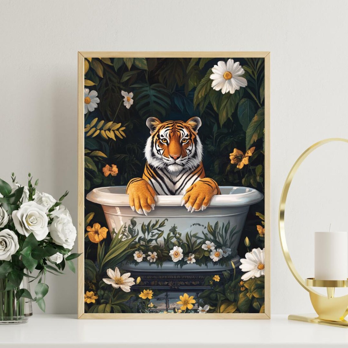 Tiger In Bathtub Funny Bathroom Animal Poster - Image 3
