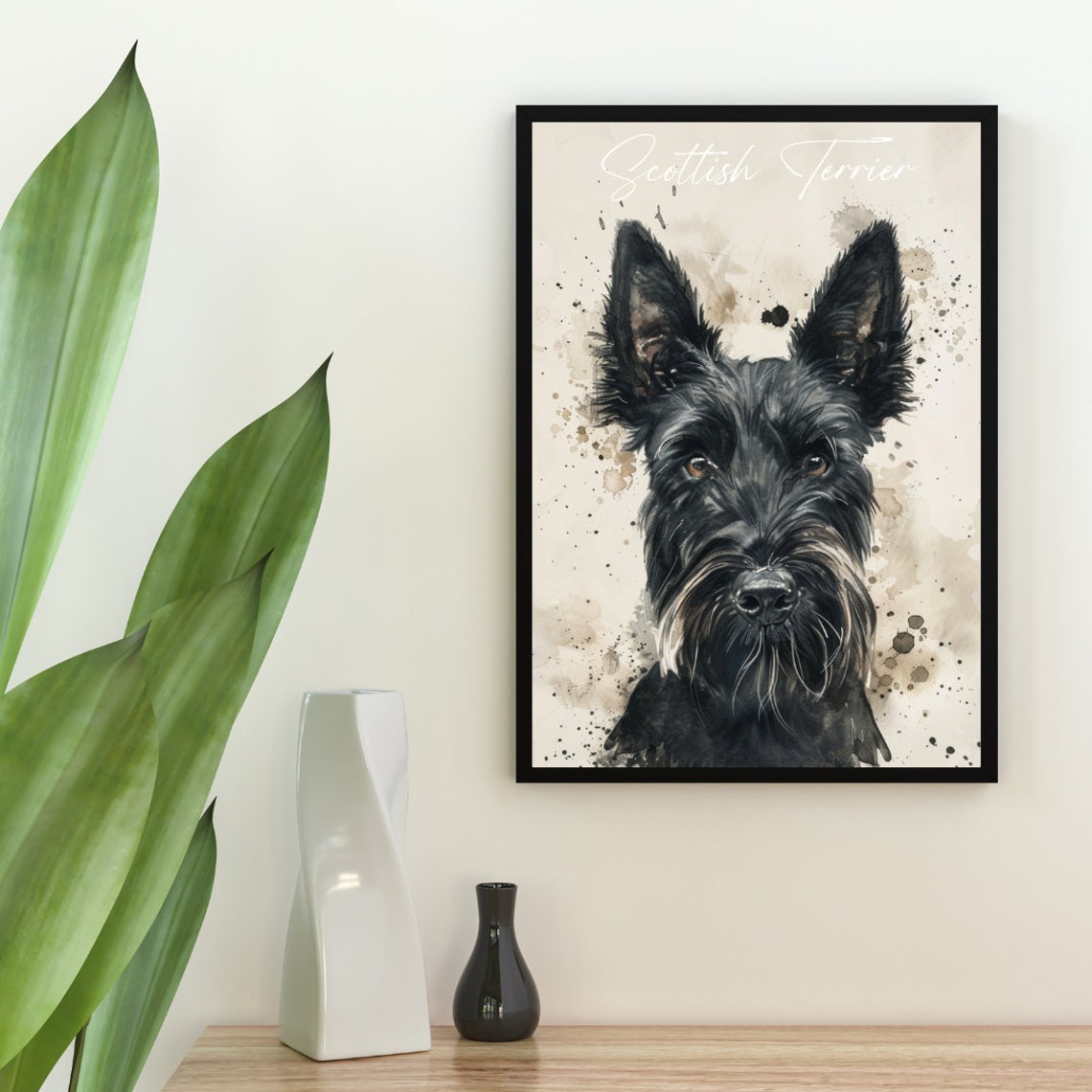 Scottish Terrier Watercolor Dog Portrait Poster for Dog Lovers - Image 2