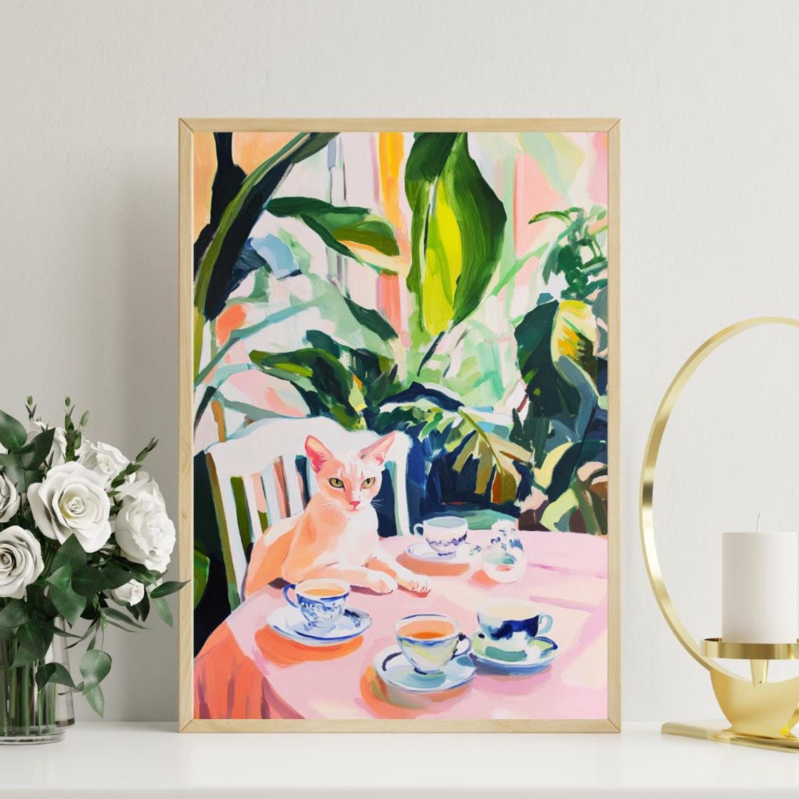 Retro Oriental Shorthair Poster Oriental Shorthair Oil Painting Vintage Poster Cat Dining Room Wall Art Retro Cat Poster Pet Poster - Image 3