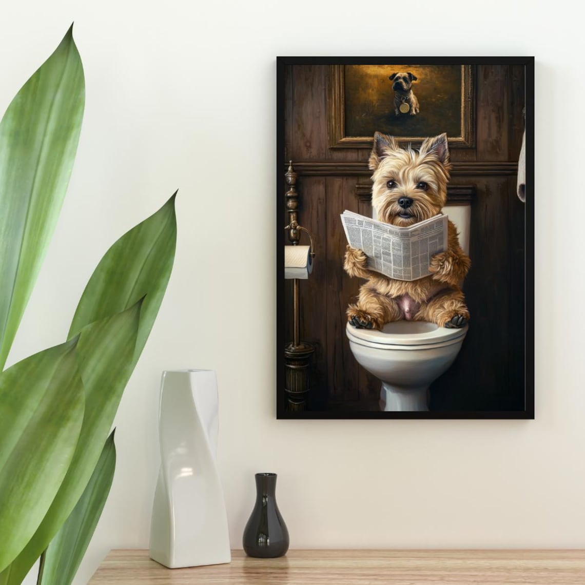 Cairn Terrier On Toilet Bathroom Dog Poster - Image 2