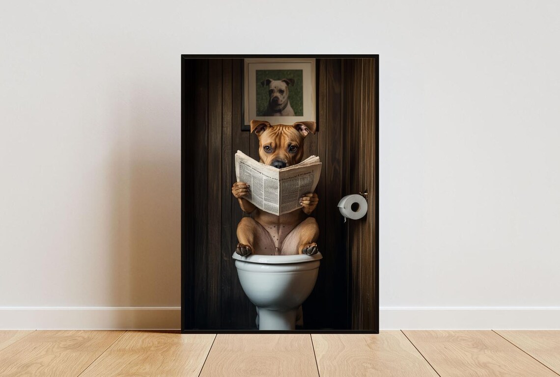 Staffordshire Bull Terrier Bathroom Poster Print