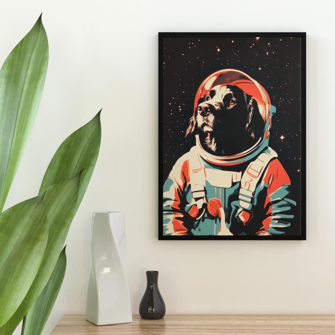 Newfoundland Astronaut Retro Space Dog Poster - Image 2