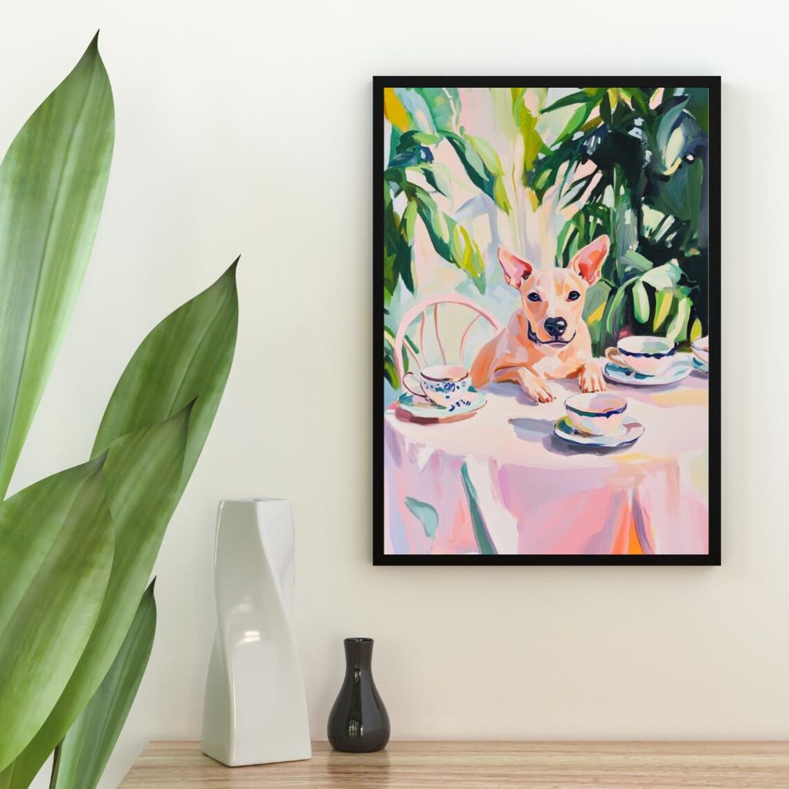Retro Bull Terrier Poster Bull Terrier Oil Painting Vintage Bull Terrier Poster Dog Dining Room Wall Art Retro Dog Poster Pet Poster - Image 2