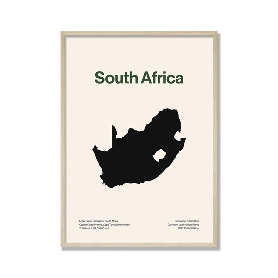Minimalist South Africa Map Print Modern Wall Art Contemporary Travel Poster Neutral Home Decor
