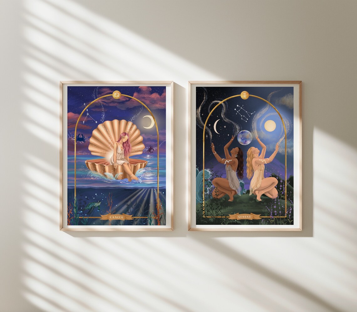 Gemini Star Sign Zodiac Poster, Celestial Astrology - Image 2