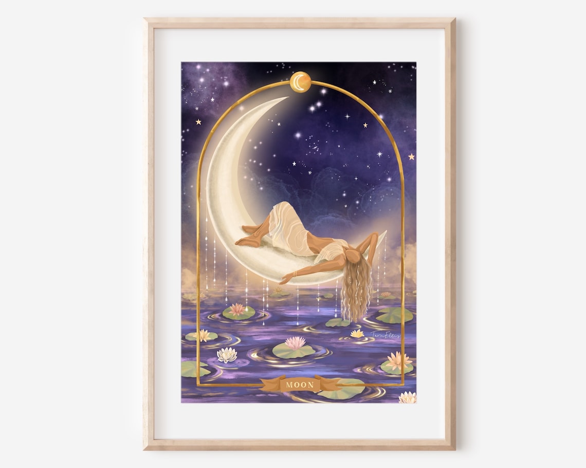 Moon Print Poster, Spiritual Goddess Celestial Art