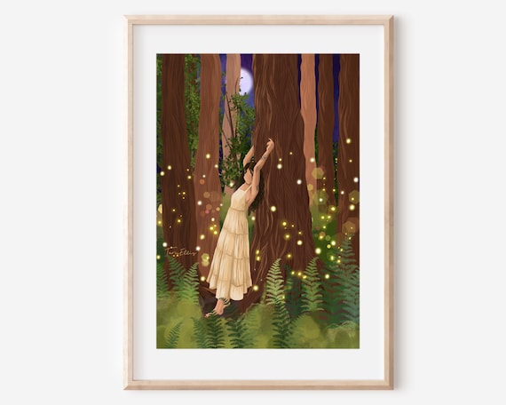 Fireflies Boho Fairy Illustration Art Print
