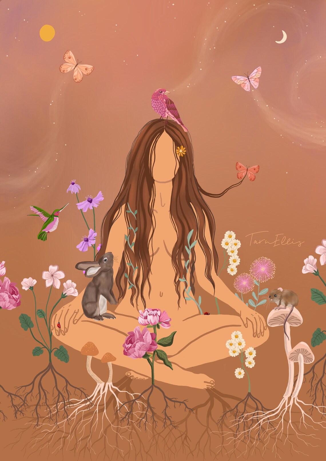 Rooted In Nature Boho Spiritual Wall Art Print - Image 3