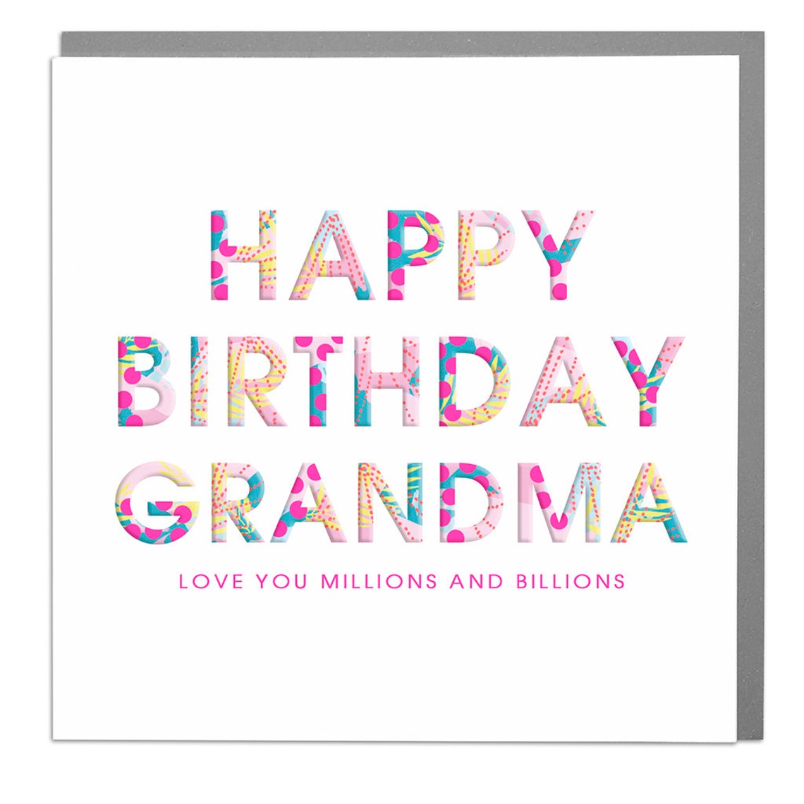 Happy Birthday Grandma Pattern Lettering Celebration Poster Card