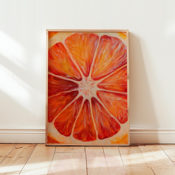 Okeeffe-Inspired Orange Fruit Art Print, Kitchen Decor