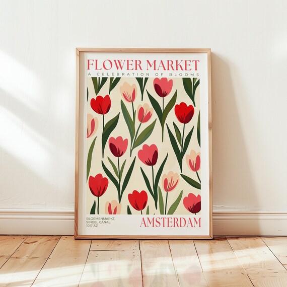 Amsterdam Flower Market Art Print, Tulip Floral Decor