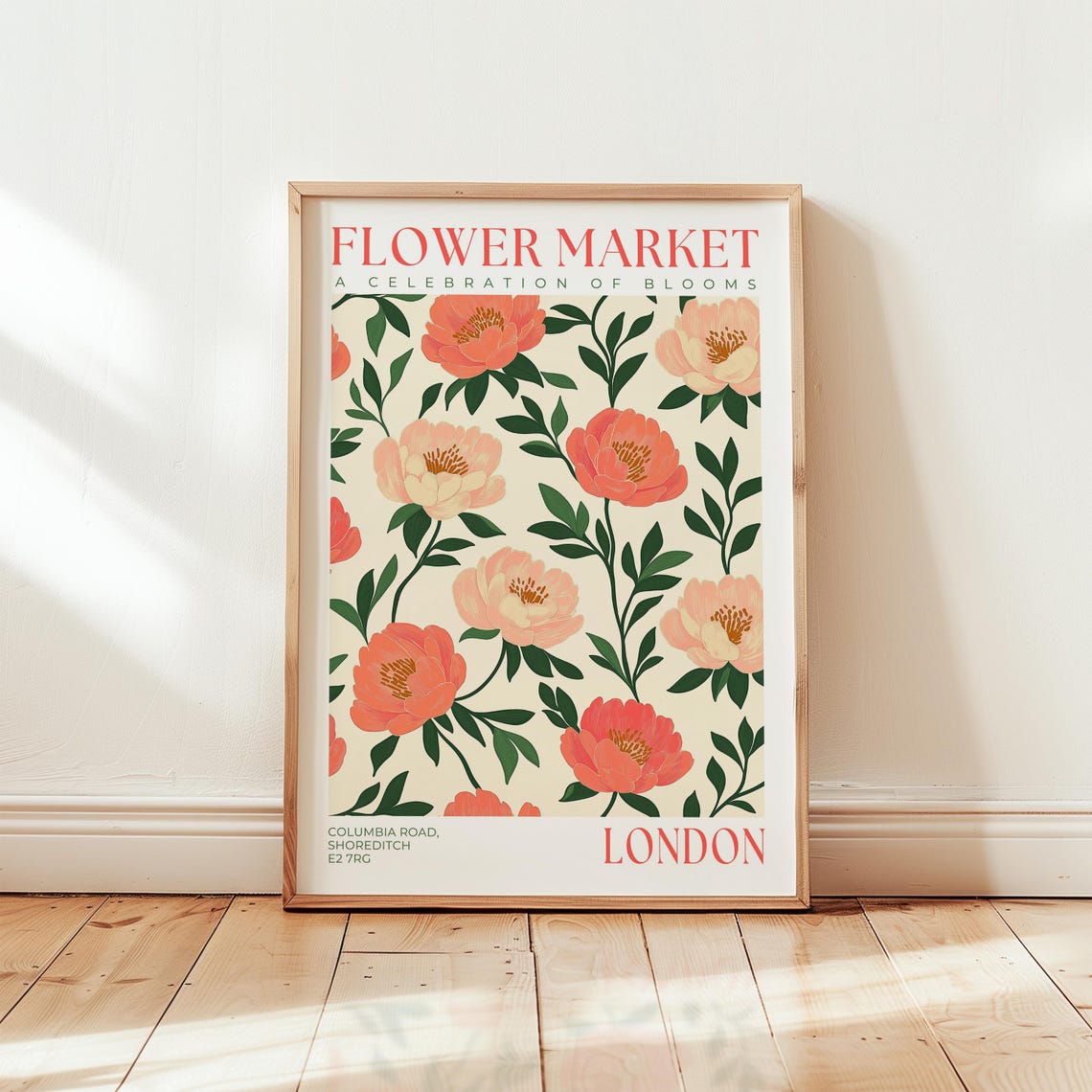 Pastel Pink Peony Print, London Flower Market Art