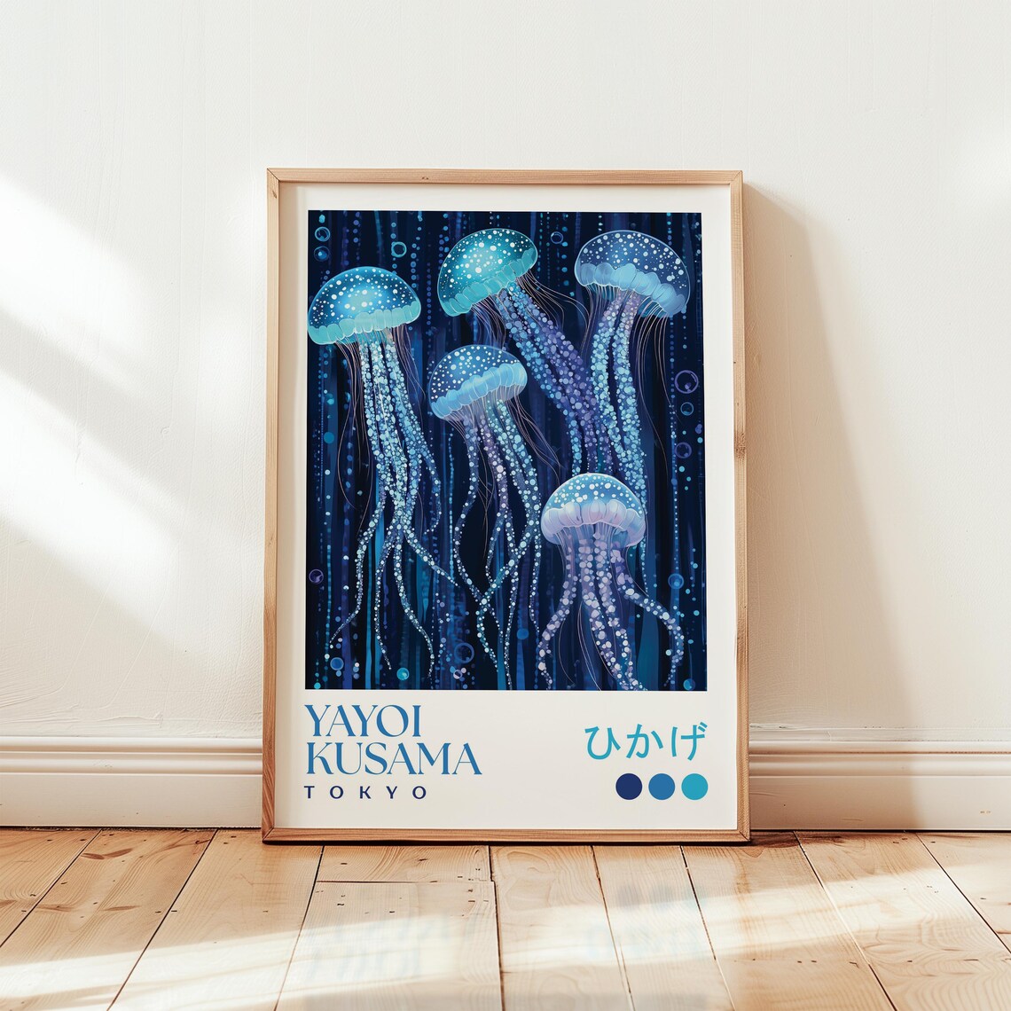 Yayoi Kusama Blue Jellyfish Poster, Japanese Abstract Art