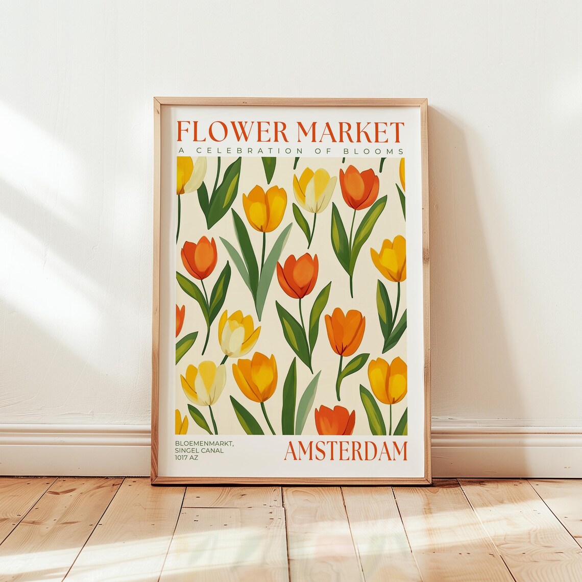 Amsterdam Flower Market Art Print, Modern Floral Wall Decor