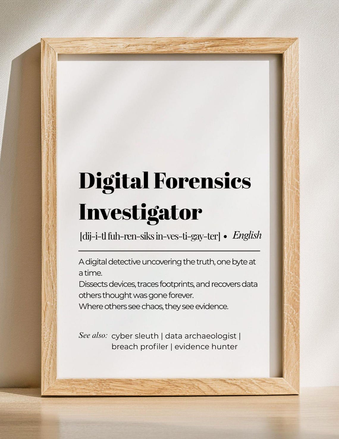 Digital Forensics Investigator Funny Definition IT Office Gift Poster